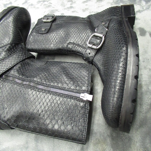 Jimmy Choo Men 9.5 Python Boots BLK Exotic Embos Leather LIGHTLY USED RARE Italy main image 5